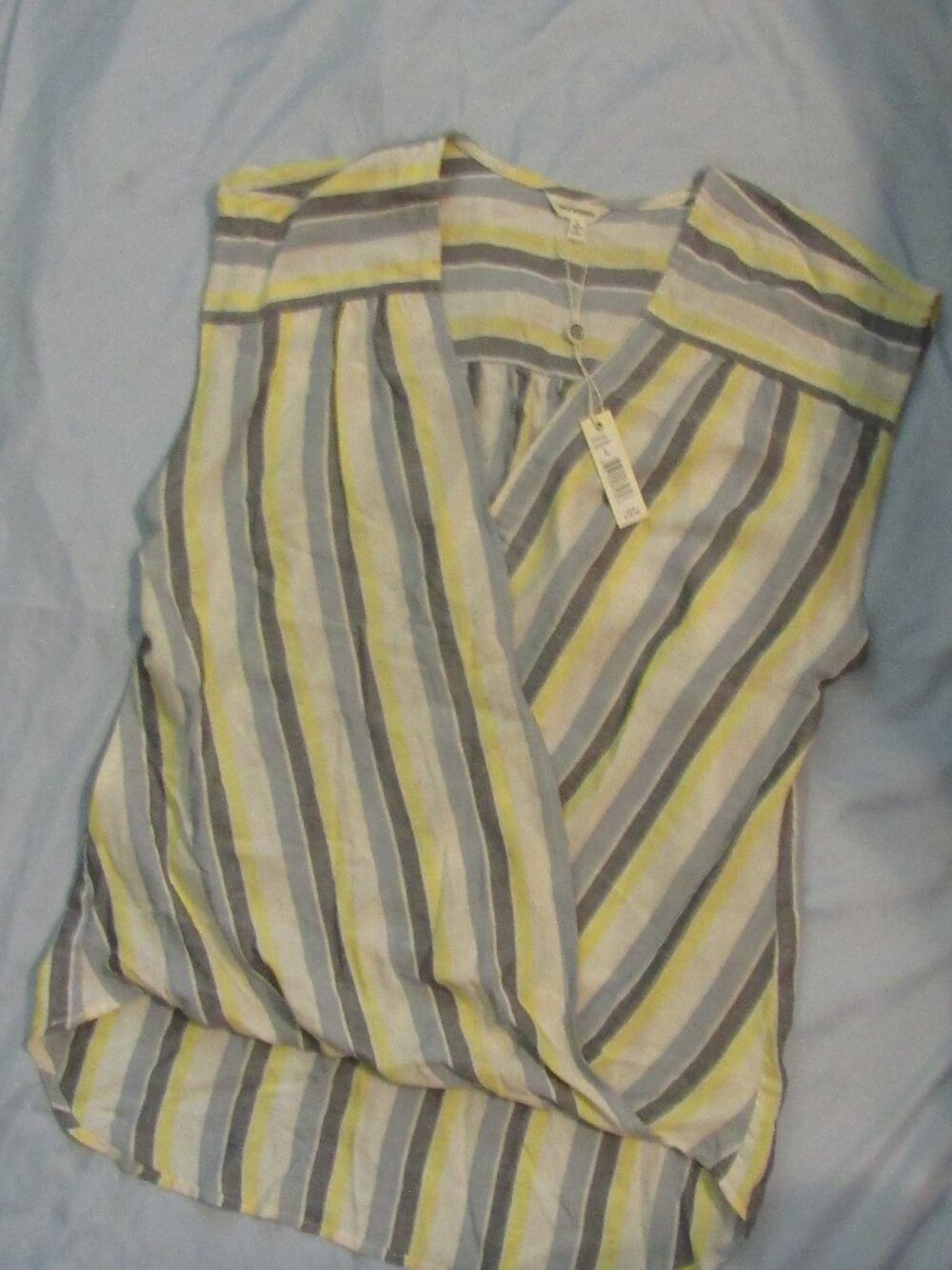 MAX STUDIO NWT Faux Wrap Linen blend Sleeveless Summer Top Size Large